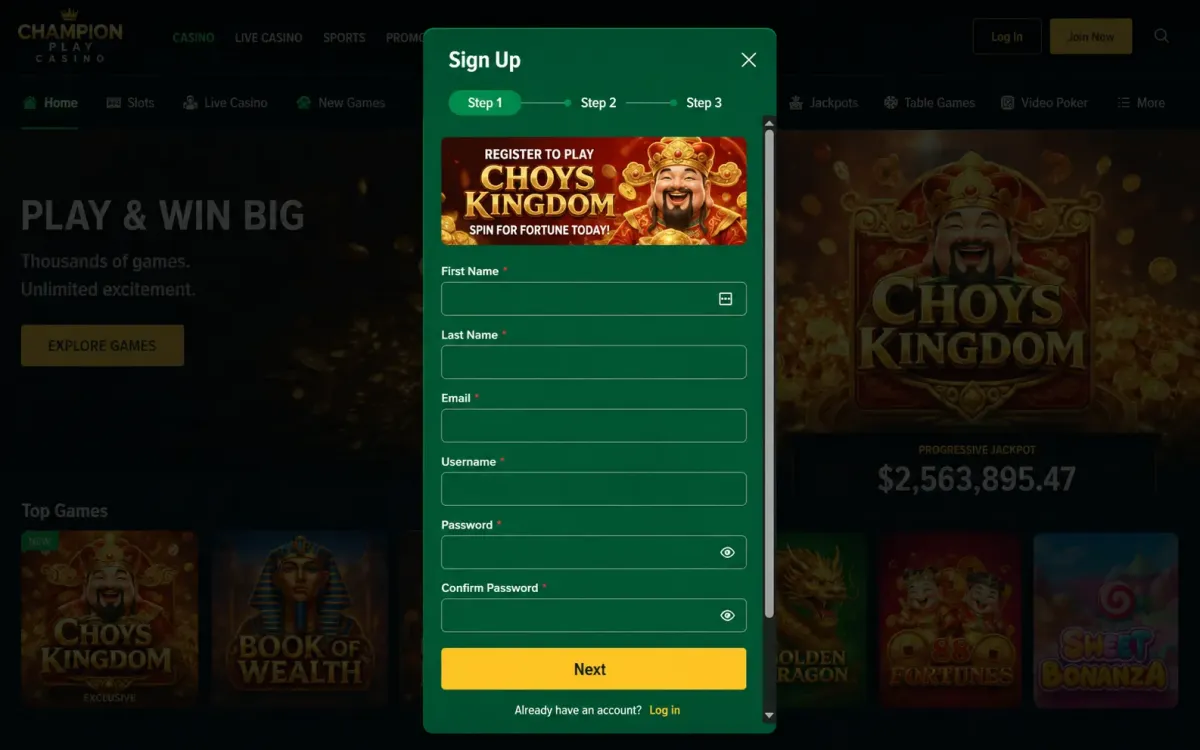 How to Register an Account with Choy's Kingdom Guide